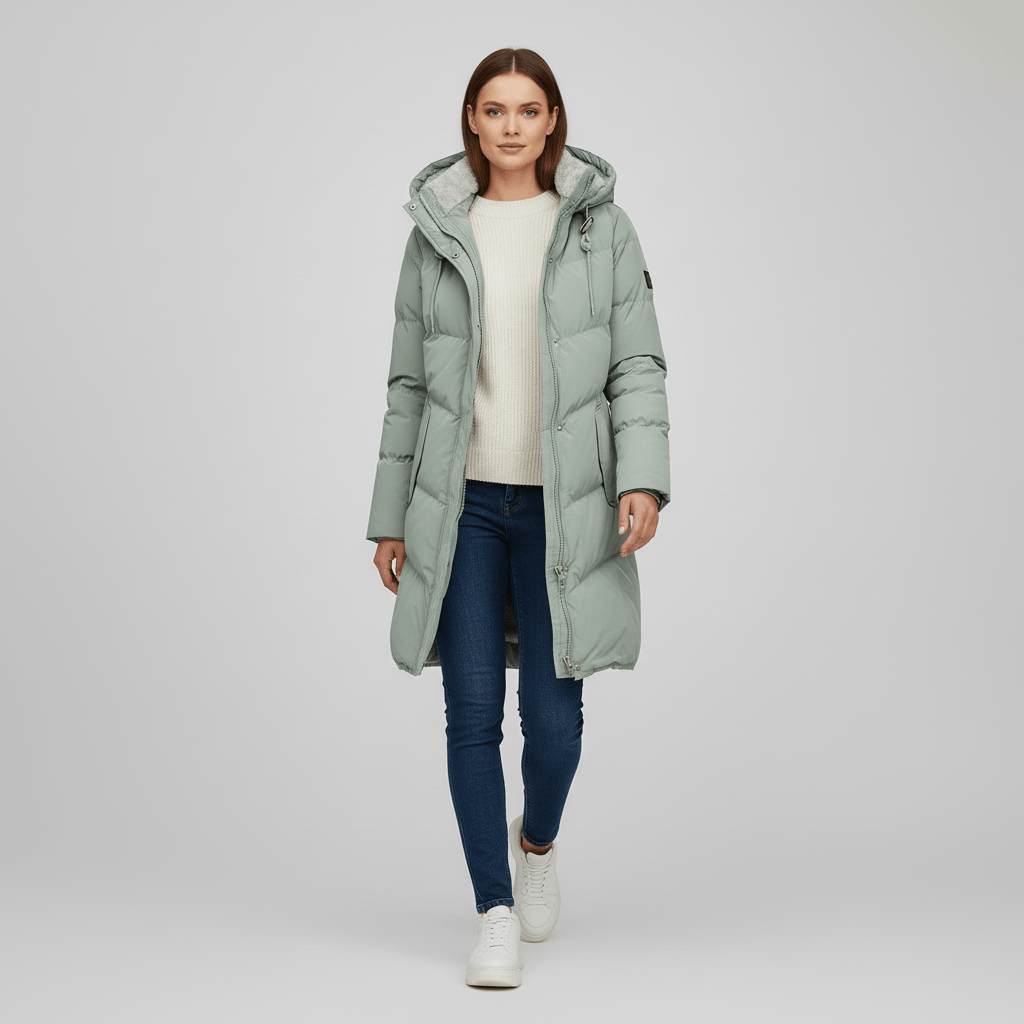 Parka de invierno con capucha para mujer - Cálida y práctica