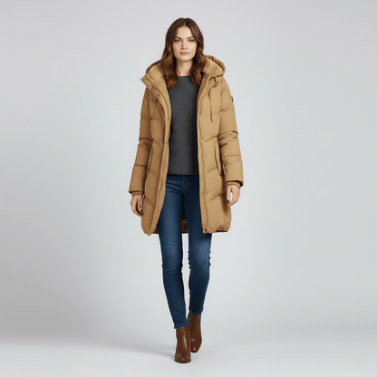 Parka de invierno con capucha para mujer - Cálida y práctica