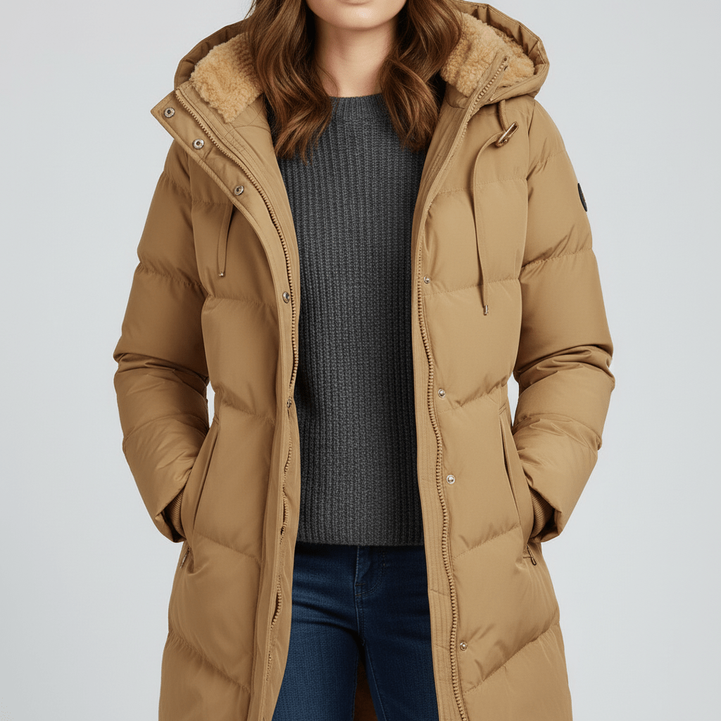 Parka de invierno con capucha para mujer - Cálida y práctica