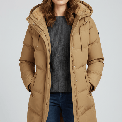 Parka de invierno con capucha para mujer - Cálida y práctica
