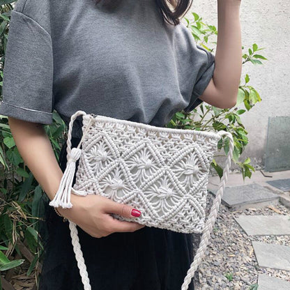 Sac Bandoulière Tressé Femme – Macramé Coton Fait Main Style Estival