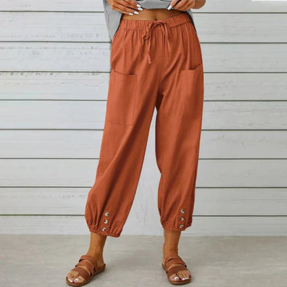 Pantalon Court Femme Taille Élastique – Coupe Confortable Décontractée