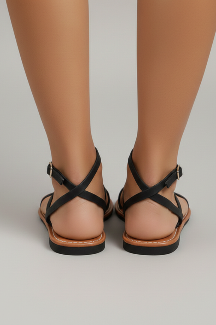 Sandales Plates Femme à Brides Croisées – Sandales Été Ouvertes