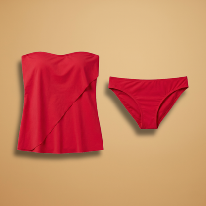 Tankini de mujer bandeau con volantes y escote corazón - favorecedor y veraniego