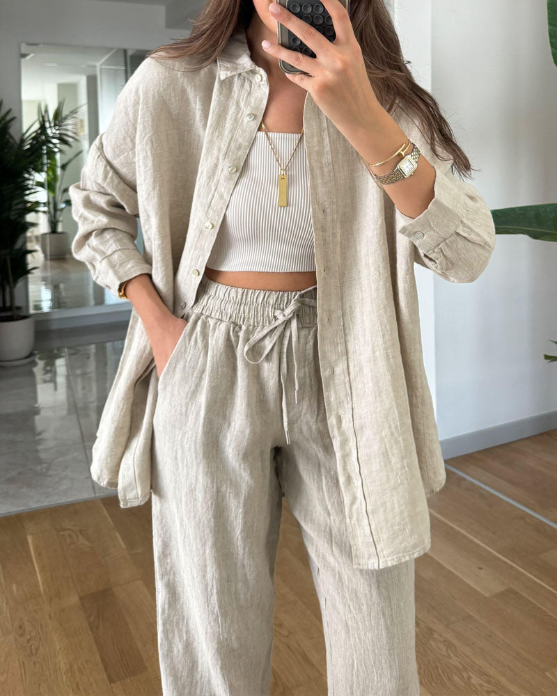 Ensemble chemisier et pantalon pour femme – Coupe décontractée et confortable