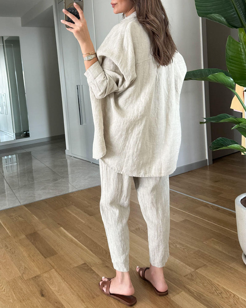 Ensemble chemisier et pantalon pour femme – Coupe décontractée et confortable
