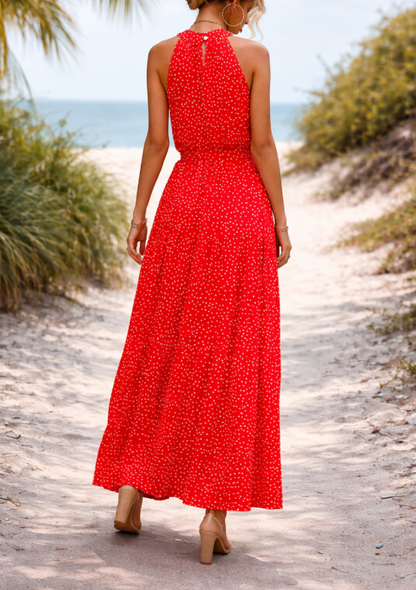Robe longue à pois pour femme – Style estival fluide, décontracté et chic