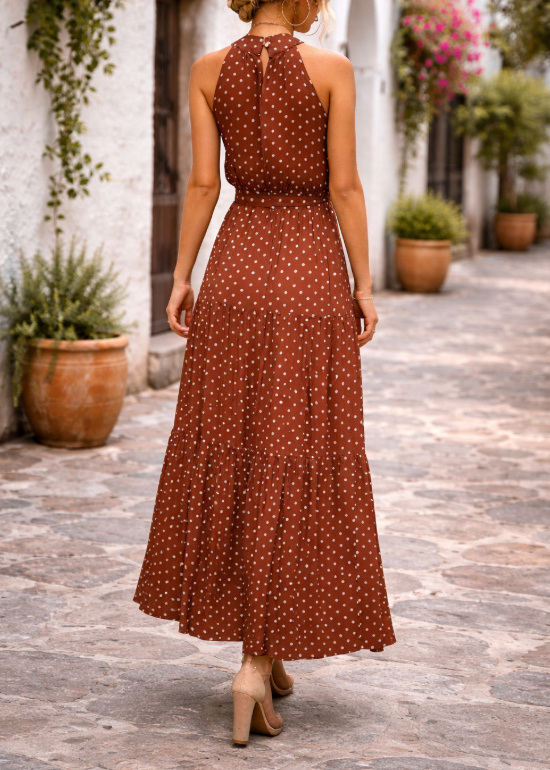 Robe longue à pois pour femme – Style estival fluide, décontracté et chic