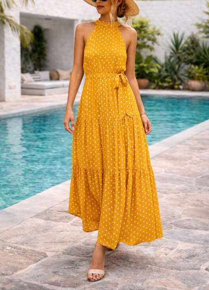 Robe longue à pois pour femme – Style estival fluide, décontracté et chic