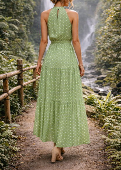 Robe longue à pois pour femme – Style estival fluide, décontracté et chic