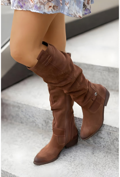 Bottes hautes en cuir confortables pour femmes