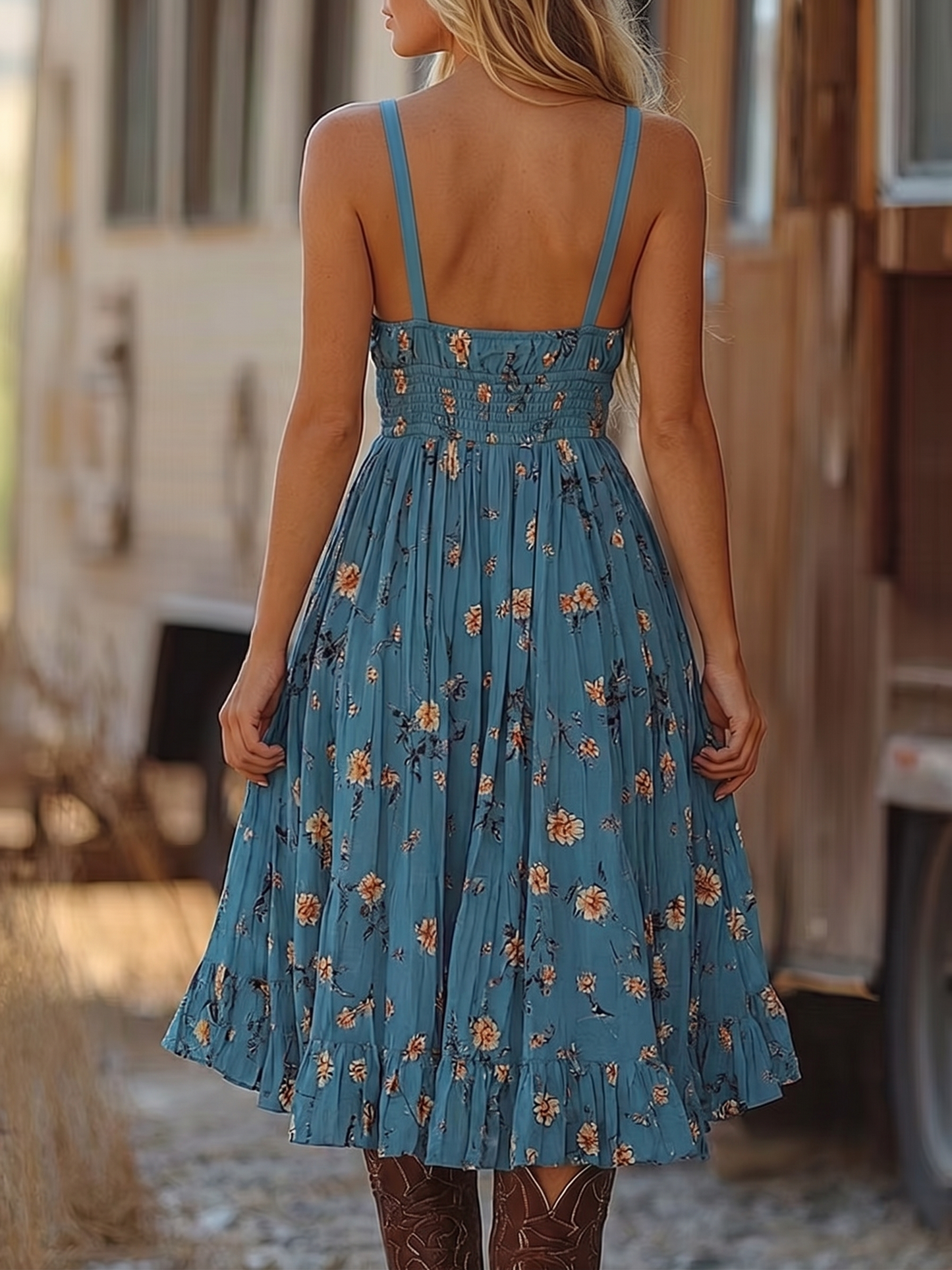 Women's floral mini dress with ruffles - Light and feminine