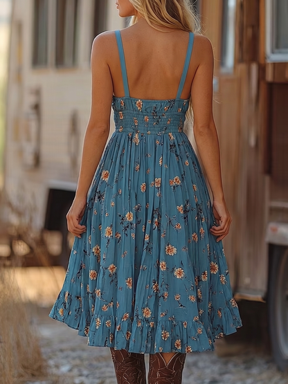Women's floral mini dress with ruffles - Light and feminine
