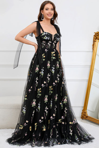 Robe Maxi Fleurie Élégante Femme – Style Bal A-Line avec Corset