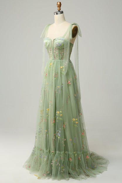 Robe Maxi Fleurie Élégante Femme – Style Bal A-Line avec Corset