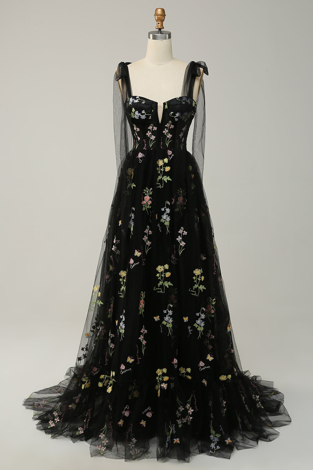 Robe Maxi Fleurie Élégante Femme – Style Bal A-Line avec Corset