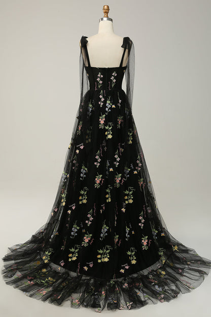 Robe Maxi Fleurie Élégante Femme – Style Bal A-Line avec Corset