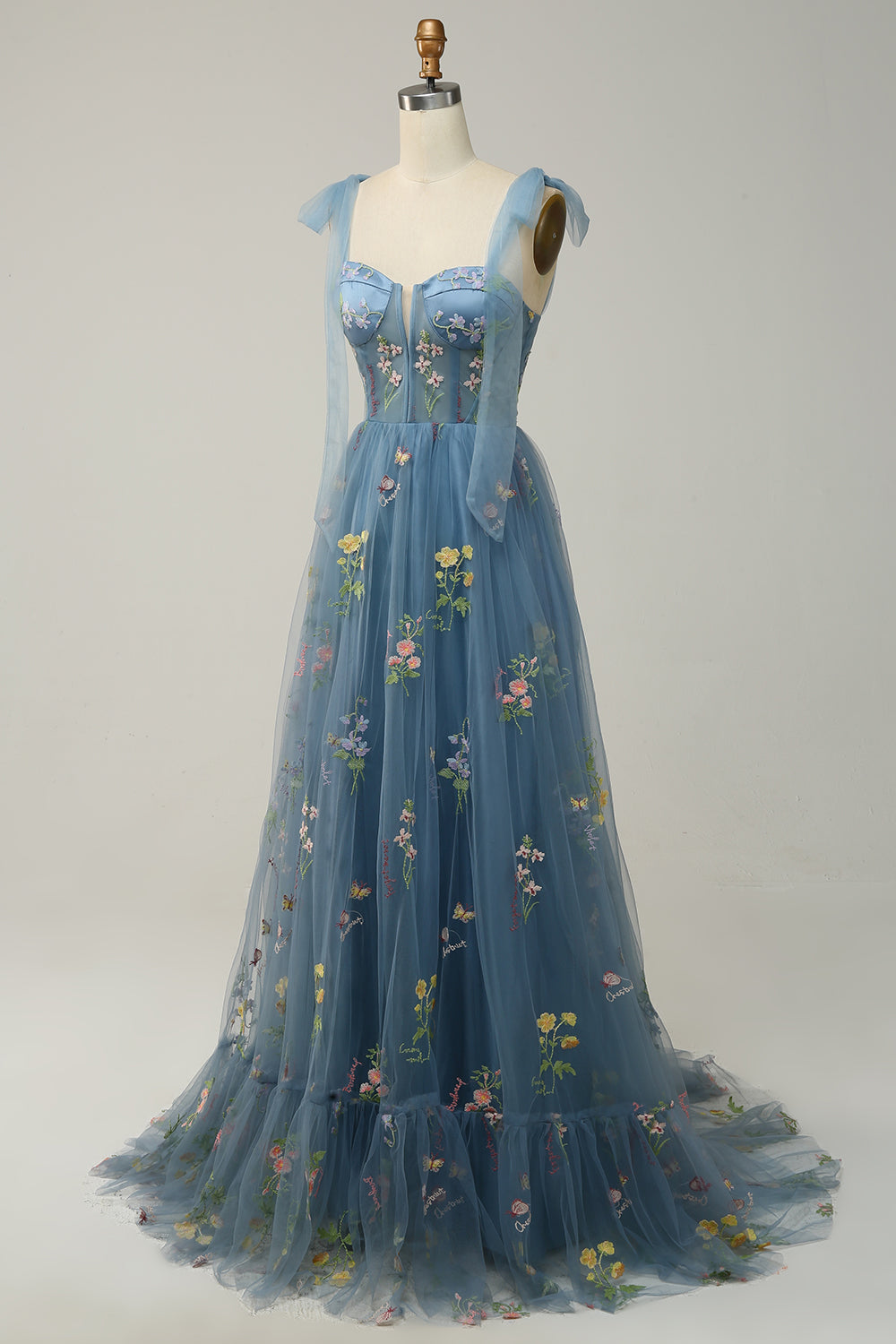 Robe Maxi Fleurie Élégante Femme – Style Bal A-Line avec Corset