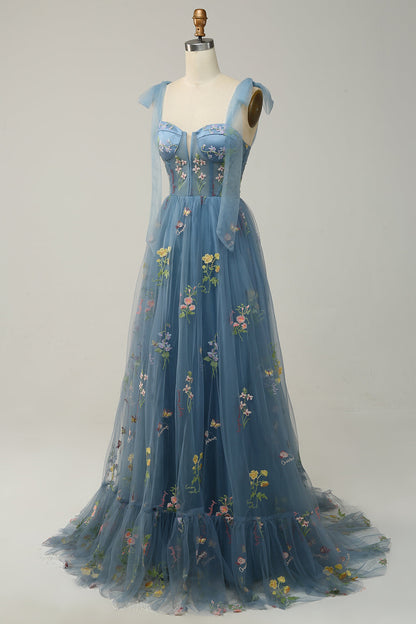 Robe Maxi Fleurie Élégante Femme – Style Bal A-Line avec Corset
