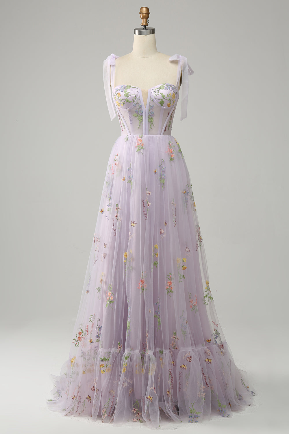 Robe Maxi Fleurie Élégante Femme – Style Bal A-Line avec Corset