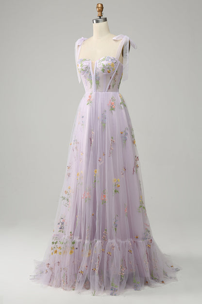 Robe Maxi Fleurie Élégante Femme – Style Bal A-Line avec Corset