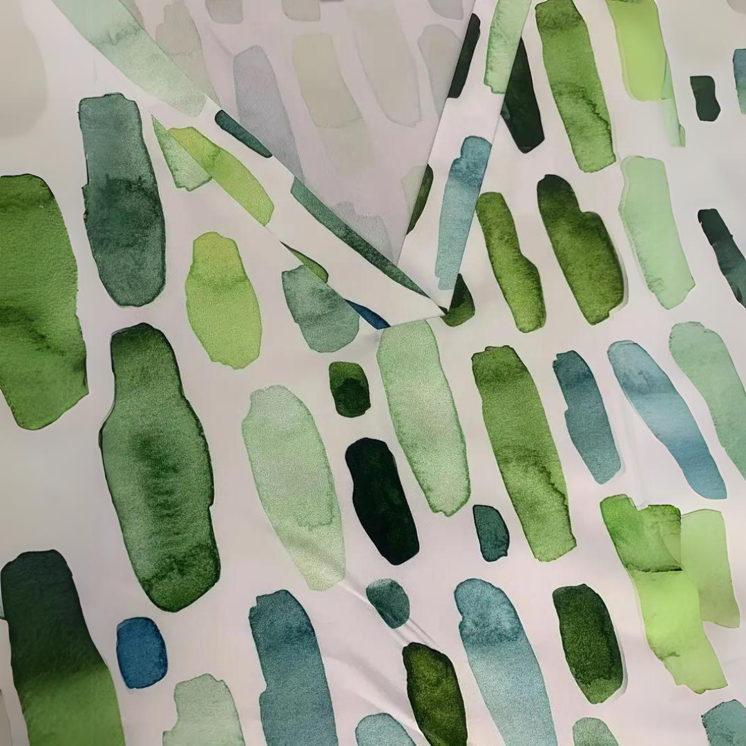 Blouse Femme Verte à Motif Géométrique – Col V Décontracté avec Manches 3/4