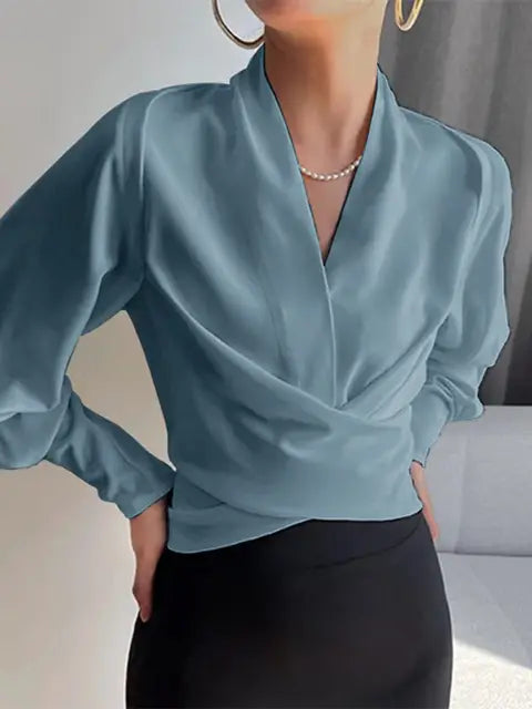 Blouse Femme à Manches Bouffantes Décolleté en V – Coupe Flatteuse, Léger