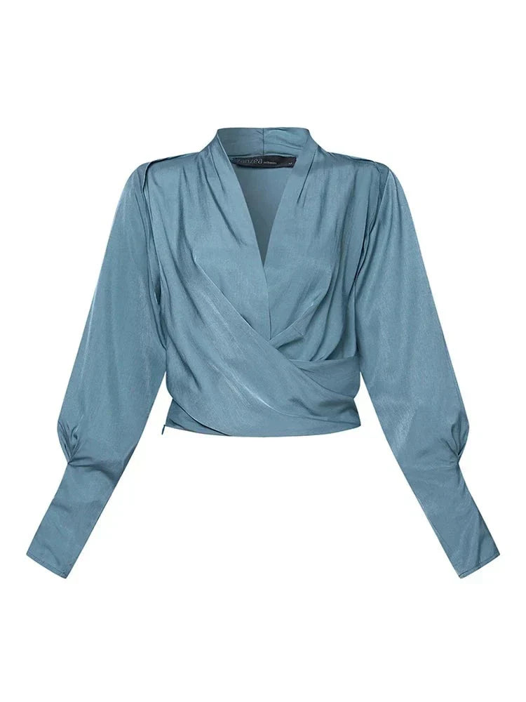 Blouse Femme à Manches Bouffantes Décolleté en V – Coupe Flatteuse, Léger