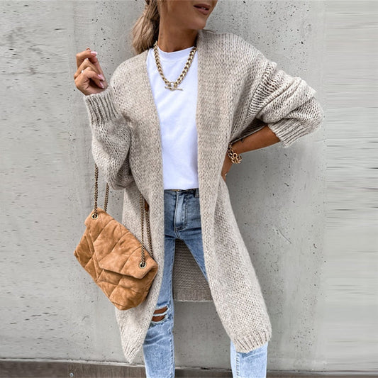 Gilet long décontracté en maille pour femme