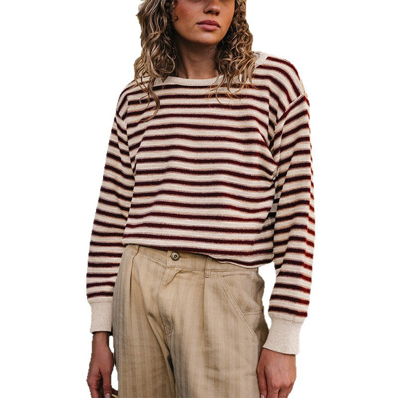 Pullover da donna in maglia a righe color block - Morbido e moderno