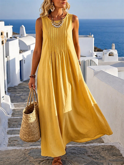 Loose women's dress with round neck, casual style