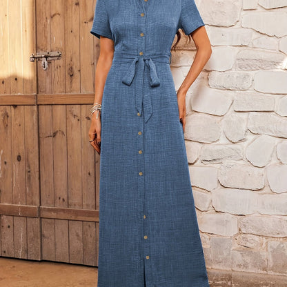 Robe Longue Élégante Femme à Boutonnage Simple – Fluide, Légère, Flatteuse