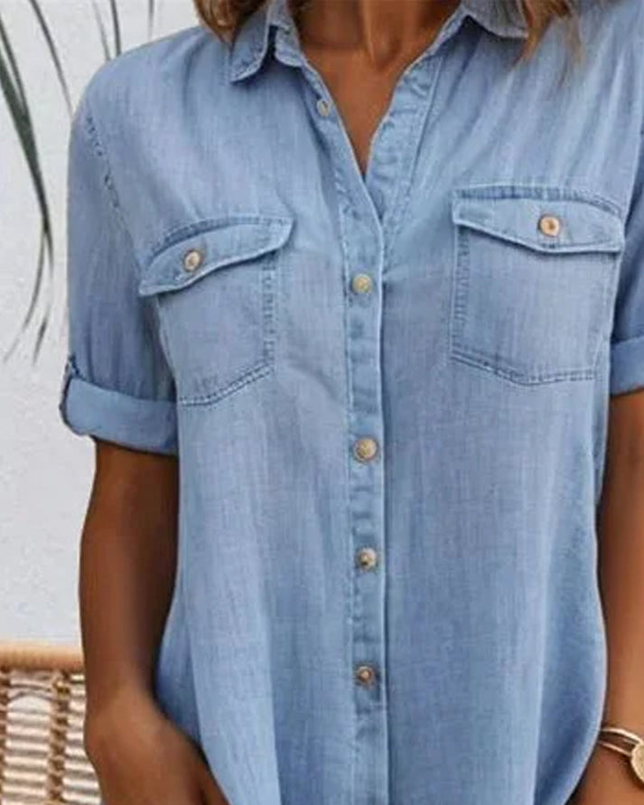 Robe Chemise Midi en Denim Élégante pour Femme – Robe Légère Décontractée du Quotidien