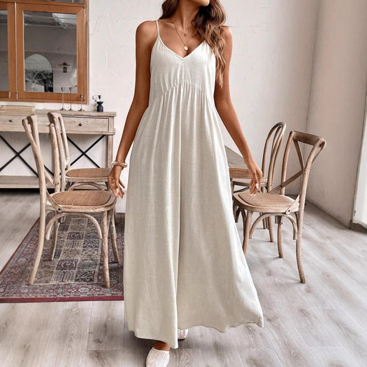 Robe longue bustier femme coupe trapèze ample
