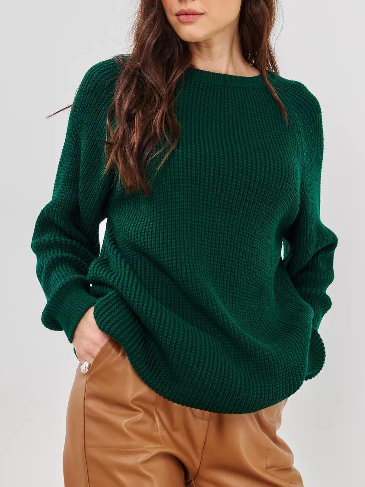 Jersey de punto grueso liso para mujer - Corte cómodo y abrigado