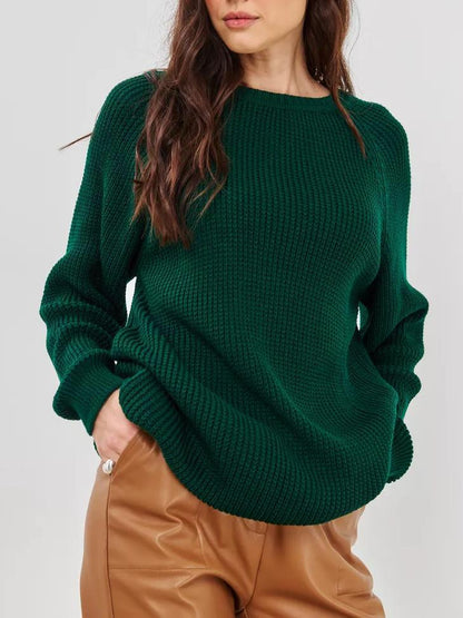 Jersey de punto grueso liso para mujer - Corte cómodo y abrigado