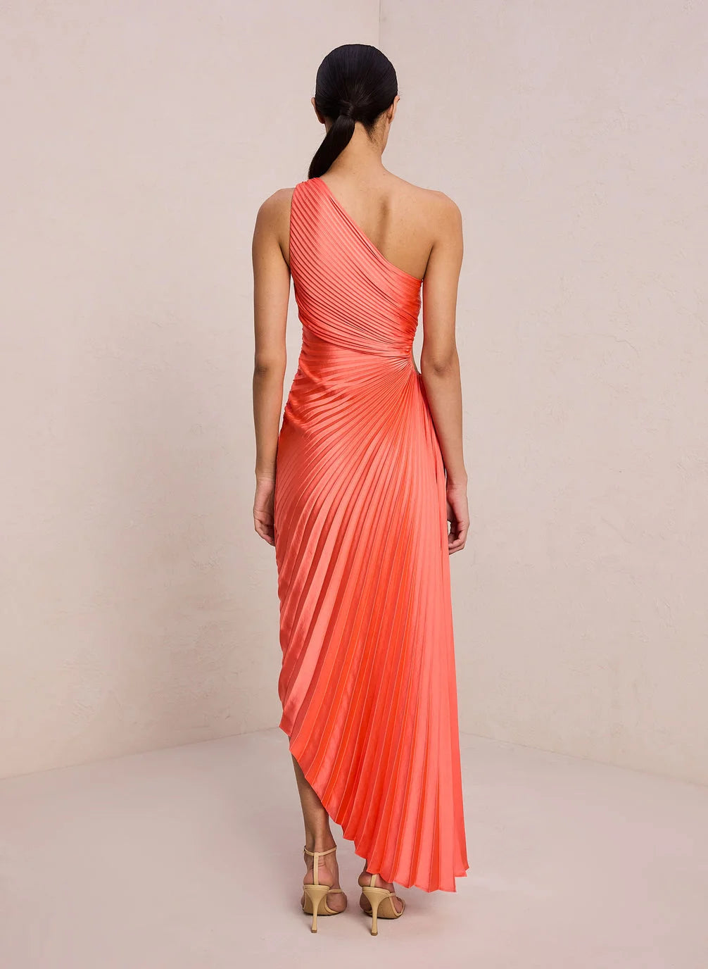 Asymmetric pleated maxi dress for women - Elegant and flowing