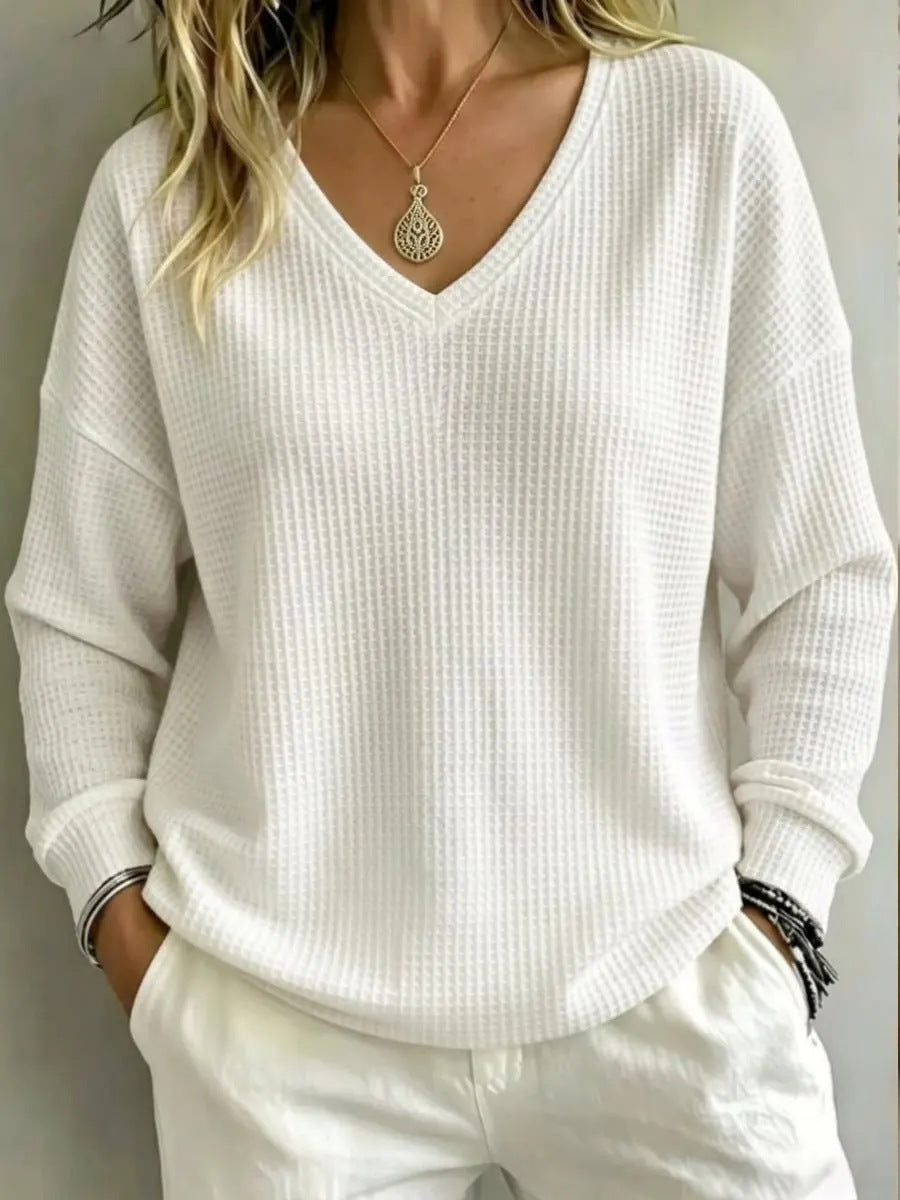 Pullover casual con scollo a V da donna – Uno stile casual e confortevole per tutti i giorni