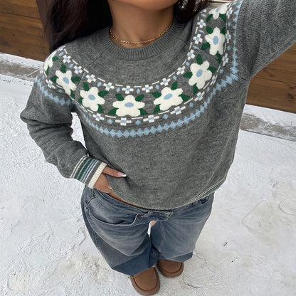 Pull floral retro femme - Doux et feminin