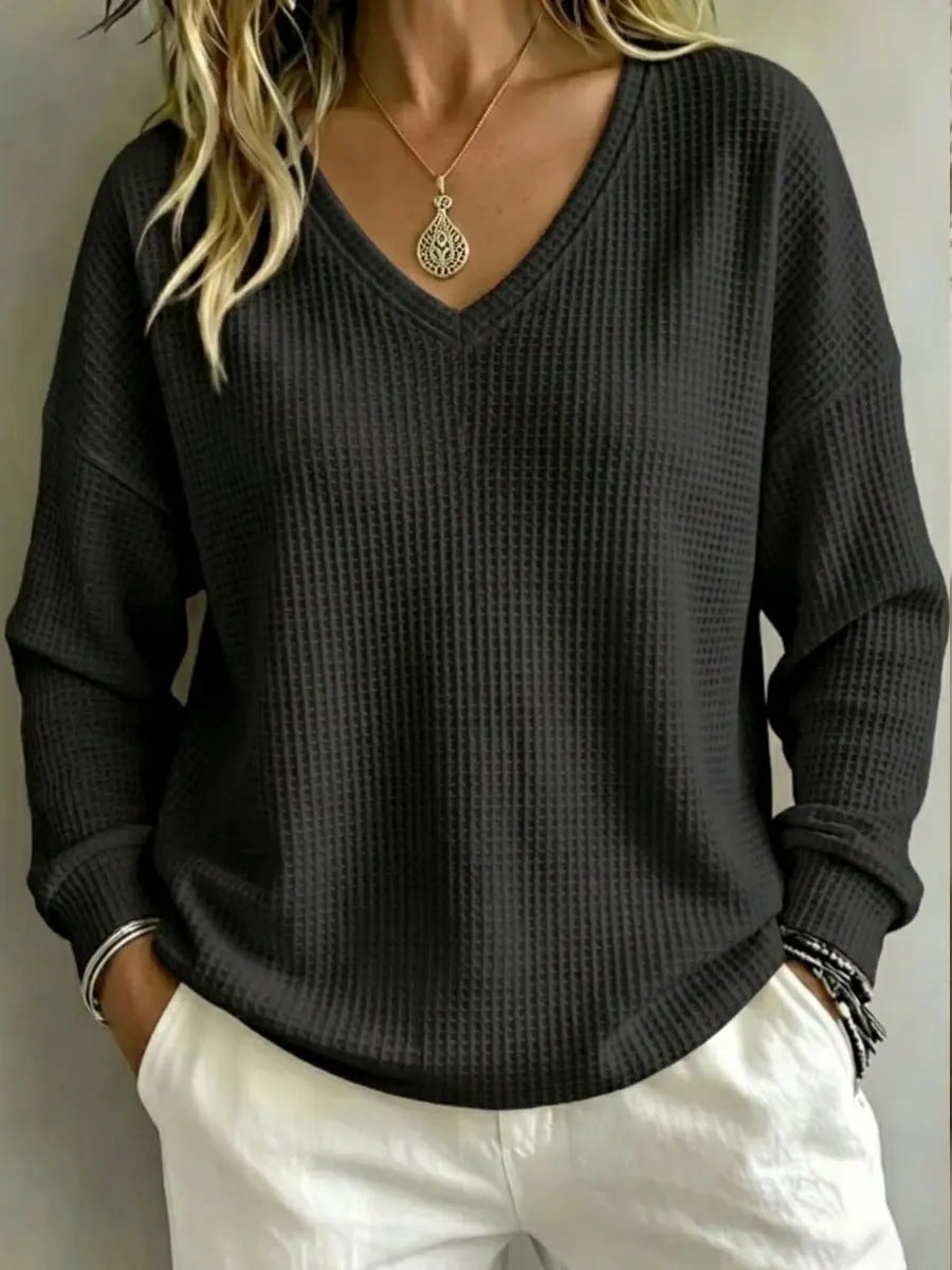 Pullover casual con scollo a V da donna – Uno stile casual e confortevole per tutti i giorni