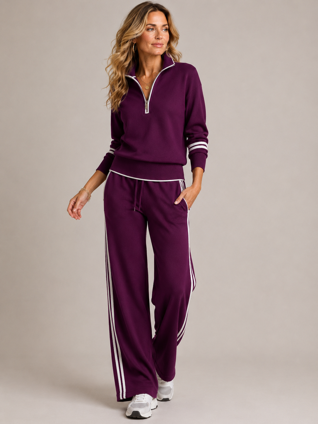 Women's zip-up sweatshirt and pants set - Comfortable and modern