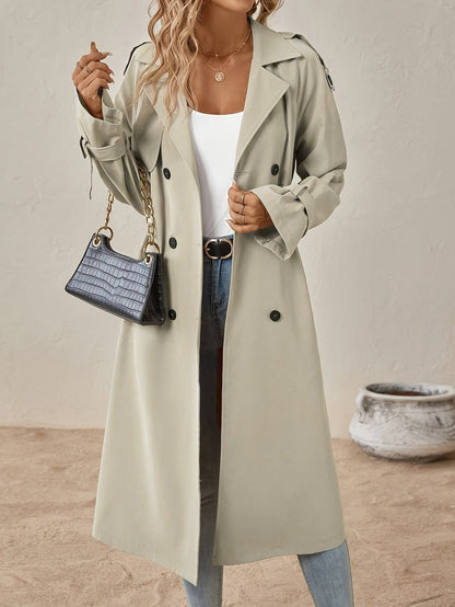 Trench Long Élégant en Coton Mélangé pour Femme – Idéal au Quotidien
