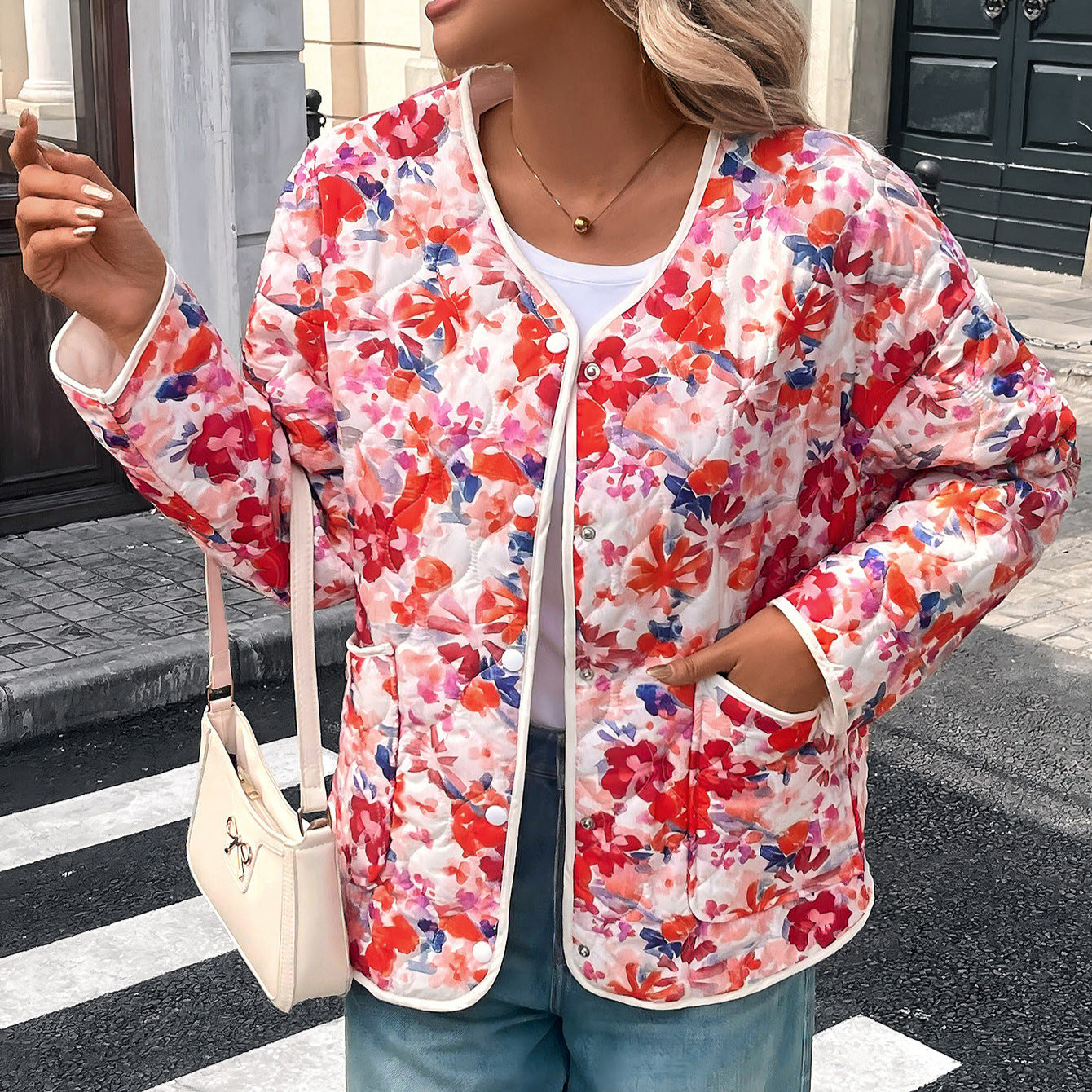Chemisier femme imprime boutonne a poches coupe decontractee