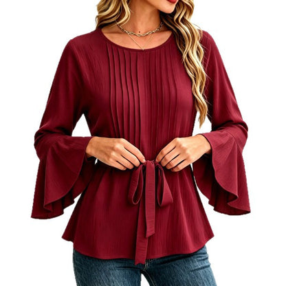 Blusa da donna tinta unita a maniche lunghe - Semplice ed elegante