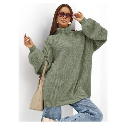 Women's knitted turtleneck top - Trendy and warm