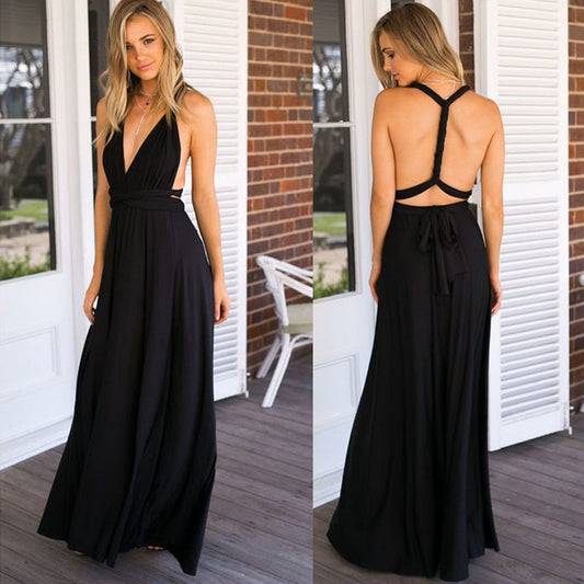 Femme Dos Ouvert Invitée de Mariage Maxi Robe – Élégante, Aérée, Léger