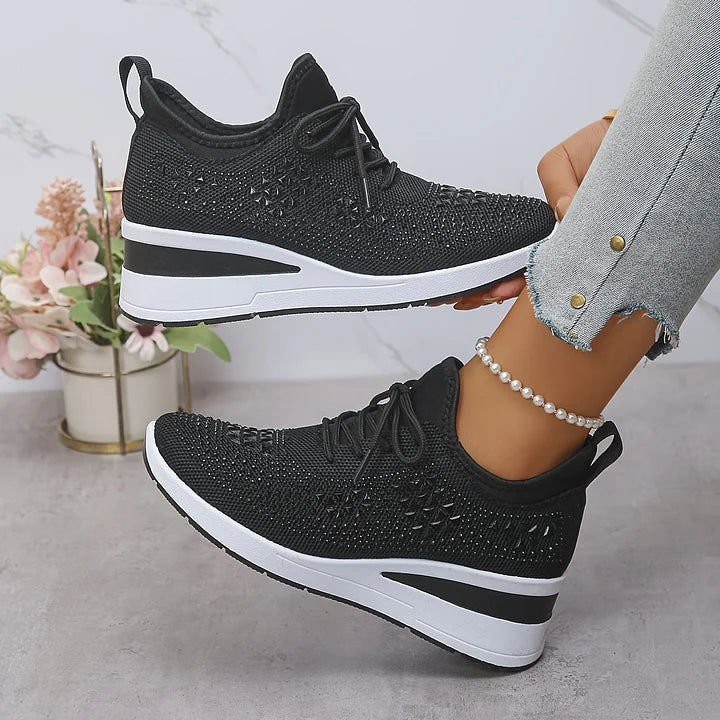 Baskets Orthopédiques Femme avec Soutien de la Voûte Plantaire et Strass – Confortables et Légères