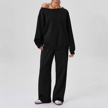 Ensemble Deux Pièces Femme Décontracté – Style Sport Chic Épaules Dénudées