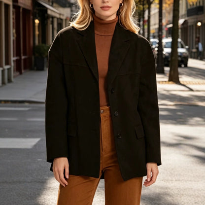 Manteau femme retro a poches - Ample et elegant