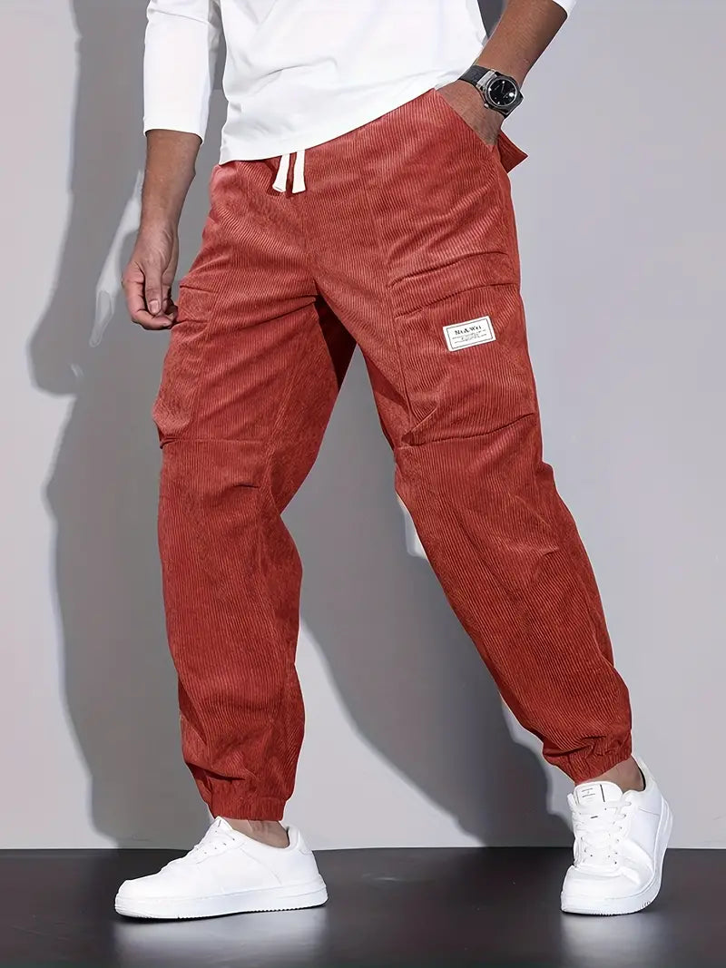 Pantalon Cargo Ajusté pour Homme – Pantalon en Velours Côtelé Confortable